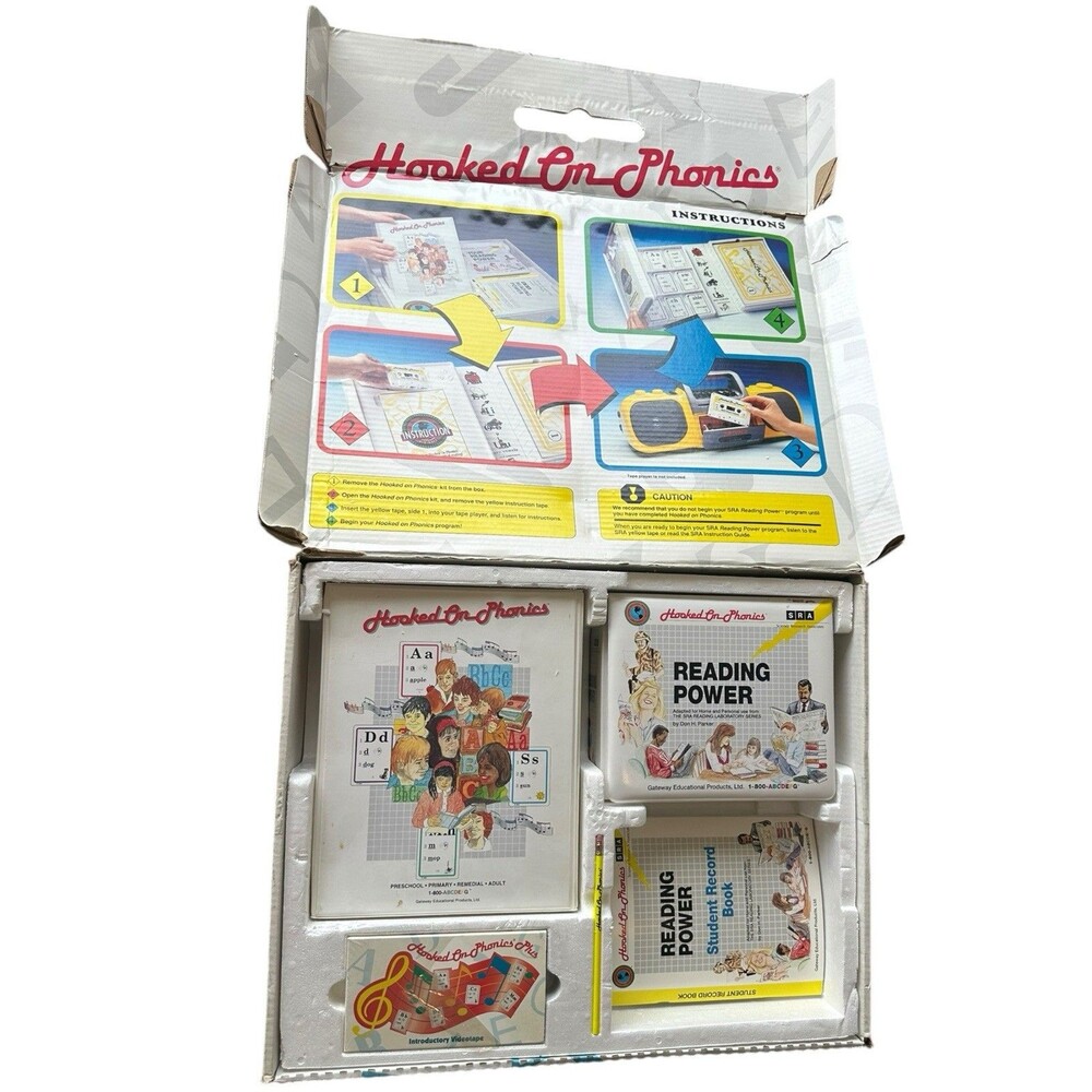 Hooked On Phonics Plus Vintage 90s Complete Cassettes Workbooks VHS No Cards